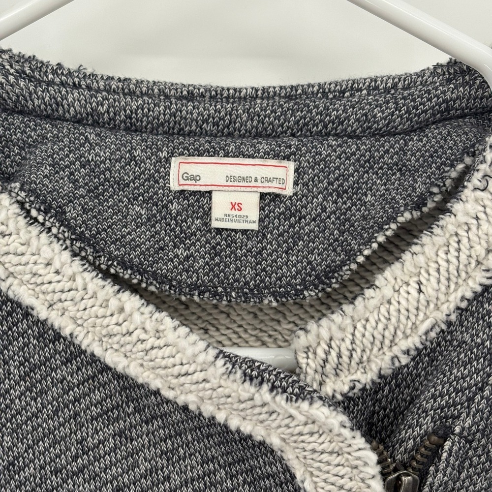 Gap Designed & Crafted Womens Grey Cotton Knit Moto Jacket Asymmetrical Zip XS - Picture 3 of 10